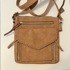 Universal Thread Brown Crossbody Bag with Gold Zippers